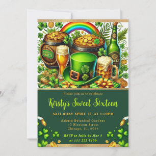 Invitation Aquarelle Saint Patrick's Day Sweet sixteen