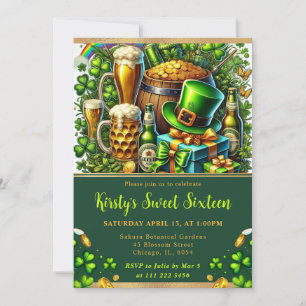 Invitation Aquarelle Saint Patrick's Day Sweet sixteen