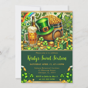 Invitation Aquarelle Saint Patrick's Day Sweet sixteen