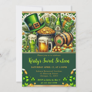 Invitation Aquarelle Saint Patrick's Day Sweet sixteen
