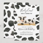 Invitation Aquarelle Saint-Vache ferme fête d'anniversaire (Devant / Derrière)