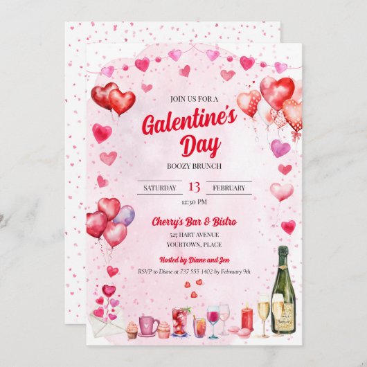 Invitation Aquarelle Saint-Valentin (Devant / Derrière)