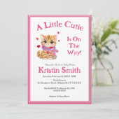 Invitation Aquarelle Saint Valentin Baby shower Kitty (Debout devant)