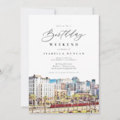 Invitation Aquarelle San Diego California Skyline Anniversair (Devant)
