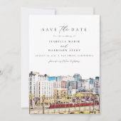 Invitation Aquarelle San Diego Skyline Beach Enregistrer la d (Devant)