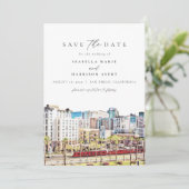 Invitation Aquarelle San Diego Skyline Beach Enregistrer la d (Debout devant)