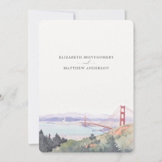 Invitation Aquarelle San Francisco Skyline Enregistrer la dat (Dos)