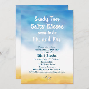 Invitation Aquarelle Sandy Toes Répétition Dîner ciel & sable