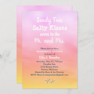 Invitation Aquarelle Sandy Toes Répétition Dîner coucher de s