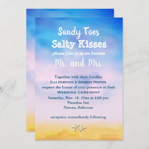 Invitation Aquarelle Sandy Toes Wedding Inviter coucher de so