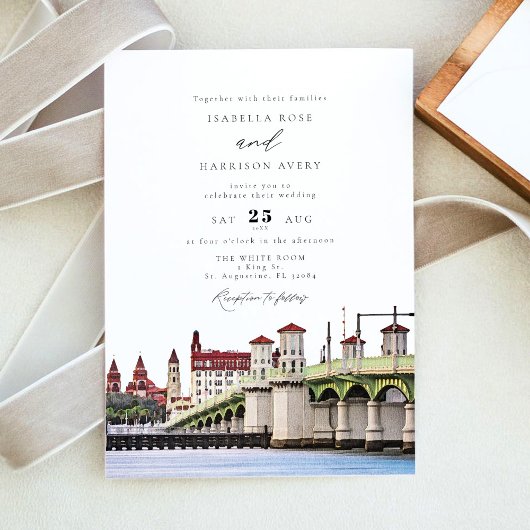 Invitation Aquarelle Sant Augustine Floride Mariage Skyline