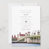 Invitation Aquarelle Sant Augustine Floride Mariage Skyline (Devant)