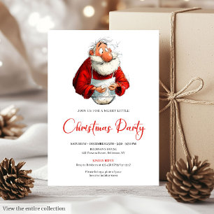 Invitation Aquarelle Santa drôle Calligraphie Noël