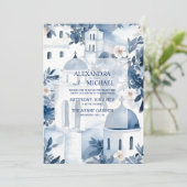 Invitation Aquarelle Santorin Destination Mariage (Debout devant)