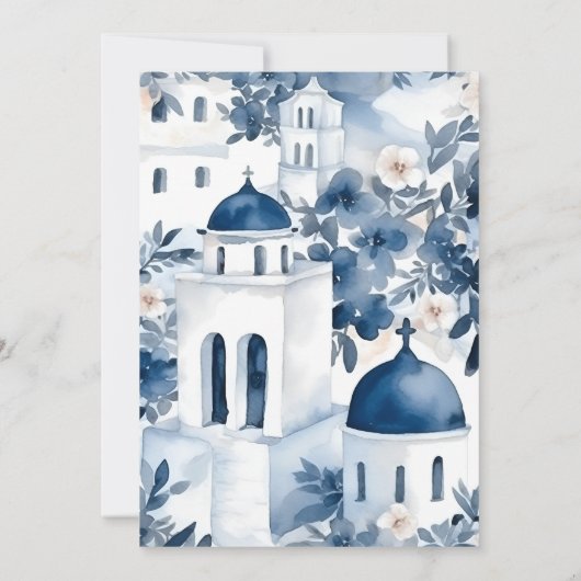 Invitation Aquarelle Santorin Destination Mariage (Dos)