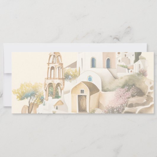 Invitation Aquarelle Santorin Destination mariage (Dos)