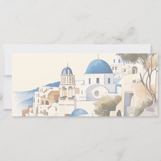 Invitation Aquarelle Santorin Destination mariage (Dos)