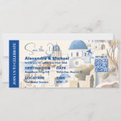 Invitation Aquarelle Santorin Destination mariage (Devant)