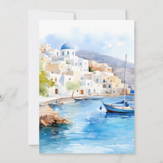 Invitation Aquarelle Santorin Destination Mariage (Dos)
