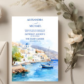 Invitation Aquarelle Santorin Destination Mariage