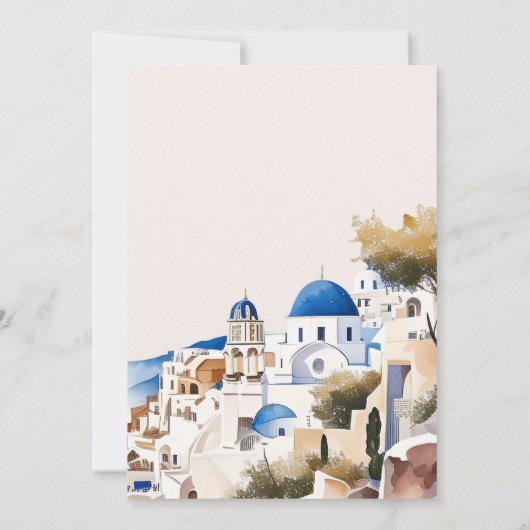 Invitation Aquarelle Santorin Destination Mariage (Dos)