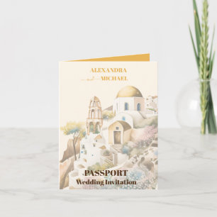 Invitation Aquarelle Santorin Destination mariage