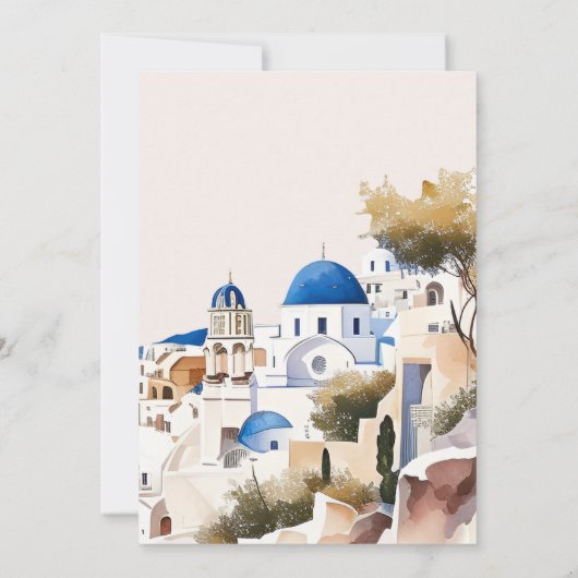 Invitation Aquarelle Santorini Destination Bride (Dos)