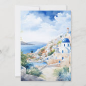 Invitation Aquarelle Santorini Grèce Skyline Mariage (Dos)