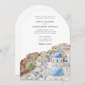 Invitation Aquarelle Santorini Grèce Skyline mariage (Devant / Derrière)