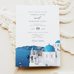 Invitation Aquarelle Santorini Grèce Skyline Mariage<br><div class="desc">Ce faire-part de mariage est décoré d'une aquarelle représentant la ligne aérienne Santorin Greece Skyline. Modifiez facilement le libellé *most* pour répondre à vos besoins. Modifiez la couleur de l'arrière - plan et ajoutez votre propre photo à l'arrière si vous le souhaitez.</div>