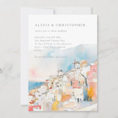 Invitation Aquarelle Santorini Mariage méditerranéen (Devant)