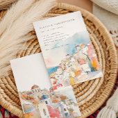 Invitation Aquarelle Santorini Mariage méditerranéen