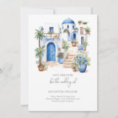 Invitation Aquarelle Santorini Mariage photo personnalisée (Devant)