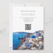 Invitation Aquarelle Santorini QR Code Grèce Mariage (Dos)