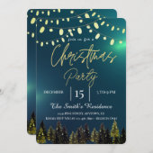 Invitation Aquarelle Sapins Hiver,Lampes (Devant / Derrière)