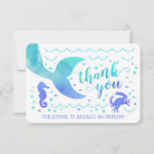 Invitation Aquarelle sarcelle Sous l'eau Sirène Merci (Devant)