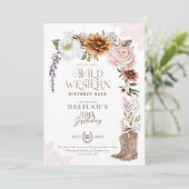 Invitation Aquarelle sauvage de l'Ouest d'anniversaire Floral (Debout devant)