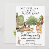 Invitation Aquarelle sauvage d'une Jungle Lion léopard (Devant / Derrière)