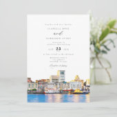 Invitation Aquarelle Savannah Georgia Skyline Paint Mariage (Debout devant)