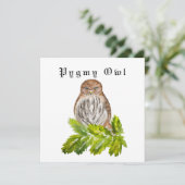 Invitation Aquarelle Saw Whet Cute Little Owls (Debout devant)