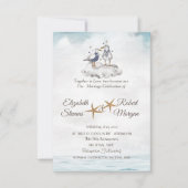 Invitation Aquarelle Seagulls In Love Beach Wedding (Devant)