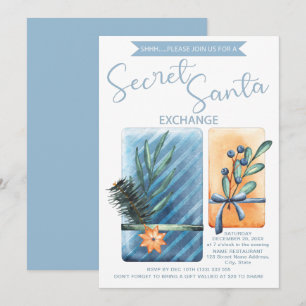 Invitation Aquarelle Secret Père Noël Christmas Party
