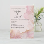 Invitation Aquarelle Seraphina Mariage rose et or (Debout devant)