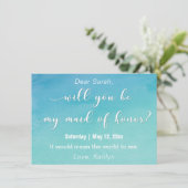 Invitation Aquarelle "Seras-tu ma femme d'honneur ?" (Debout devant)