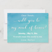 Invitation Aquarelle "Seras-tu ma femme d'honneur ?" (Devant)