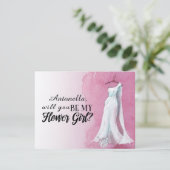 Invitation Aquarelle "Seras-tu ma fille aux fleurs" (Debout devant)