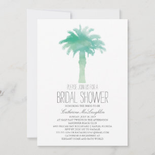Invitation Aquarelle Serene Palm Tree   FÊTE DES MARIÉES