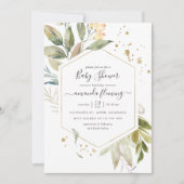 Invitation Aquarelle Serenity Verdure Baby shower géométrique (Devant)