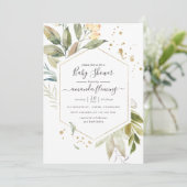 Invitation Aquarelle Serenity Verdure Baby shower géométrique (Debout devant)
