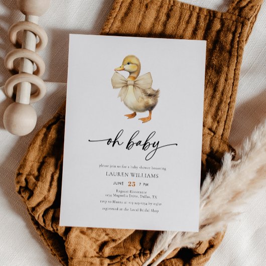 Invitation Aquarelle Sexe Baby shower de canard neutre